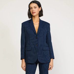 Current Air Pinstriped Single Breasted Blazer Navy Size S/M/L Available NWT